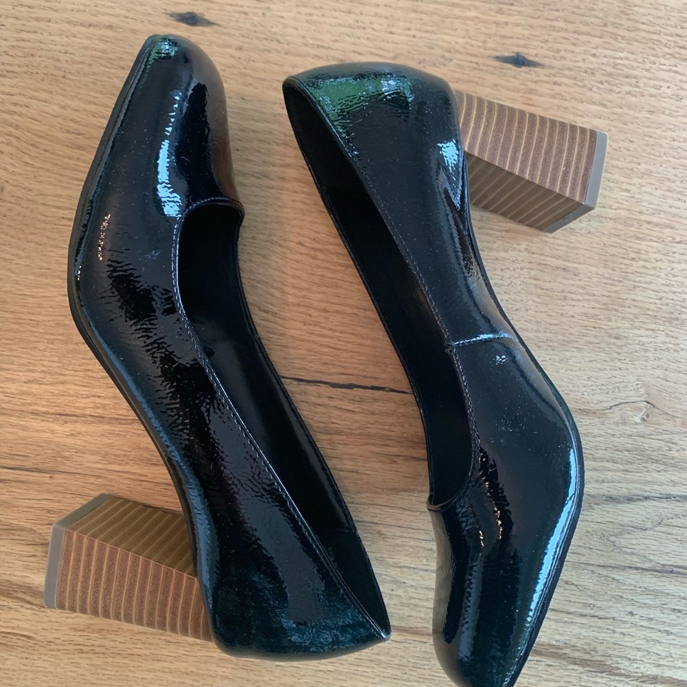 Worthington Wooden Heel Patent Leather Pump Black Women’s 6 1/2‎ Preloved